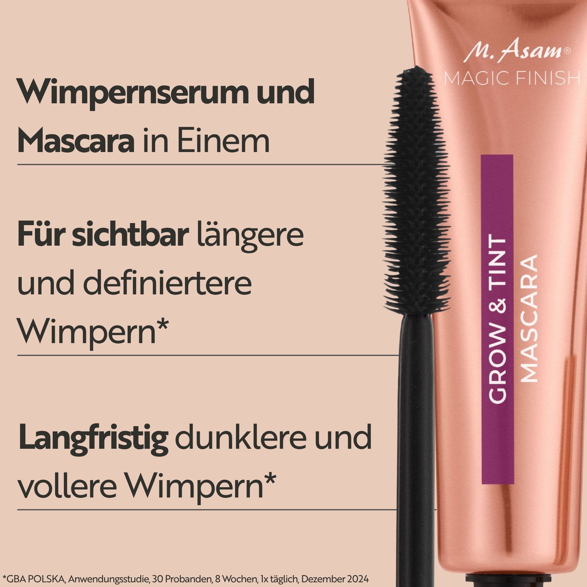 M. Asam Grow & Tint Mascara: Wimpernserum und Mascara in Einem für längere, definierte Wimpern.