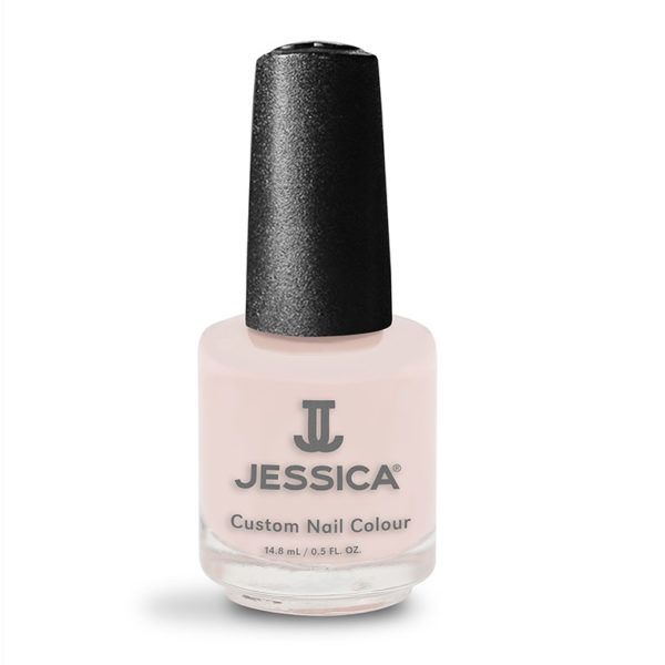 Nagellackflasche mit schwarzem Deckel. Aufschrift: JESSICA Custom Nail Colour. Inhalt: 14,8 ml / 0,5 fl. oz.