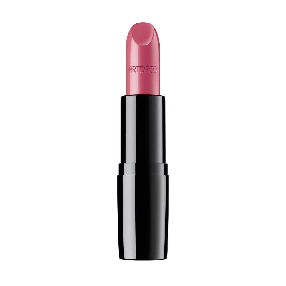 Rosafarbener Lippenstift mit schwarzer Hülse. Artdeco-Schriftzug auf dem Stift sichtbar.