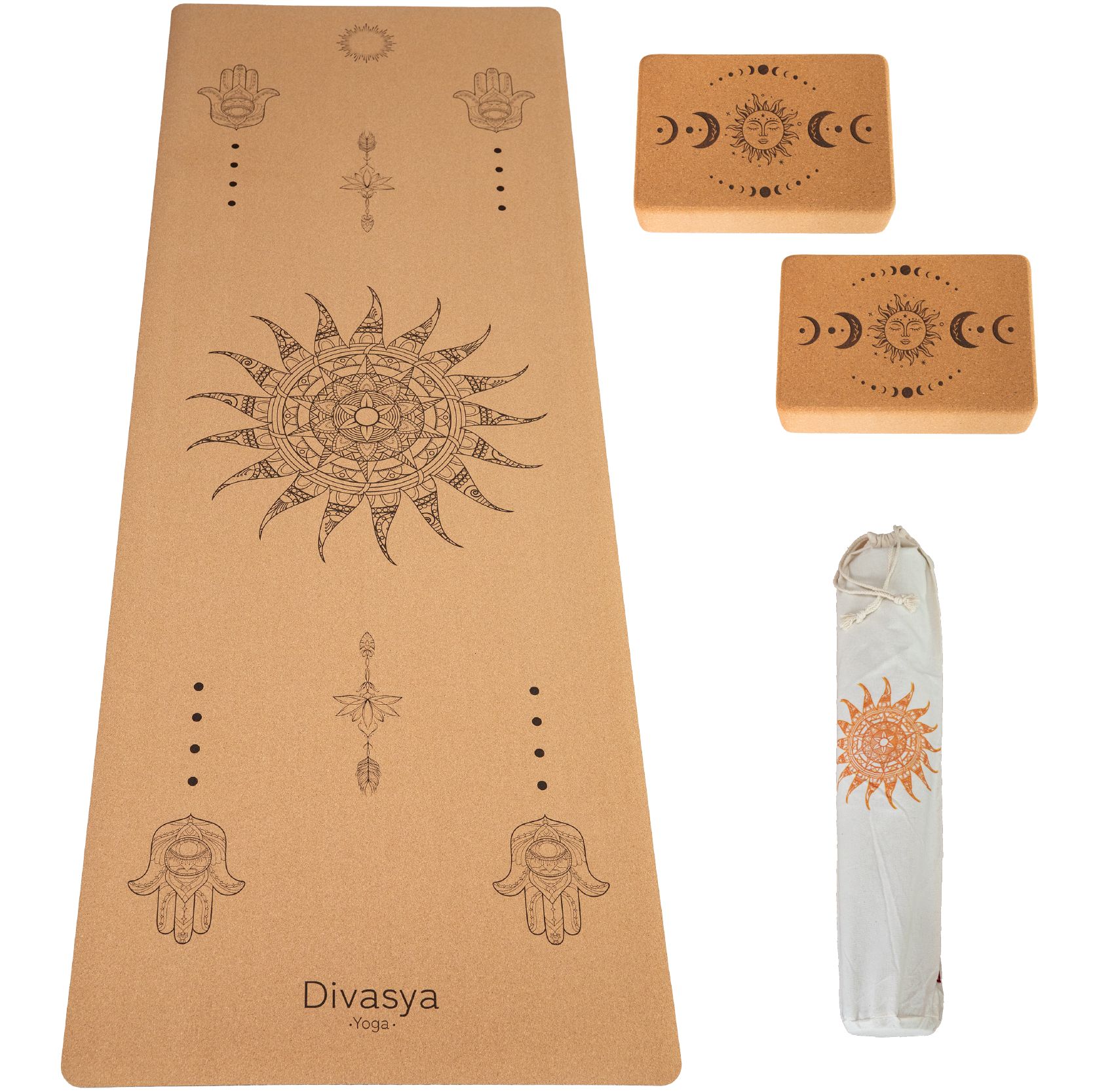 DIVASYA Kork Yogamatte Starter Set