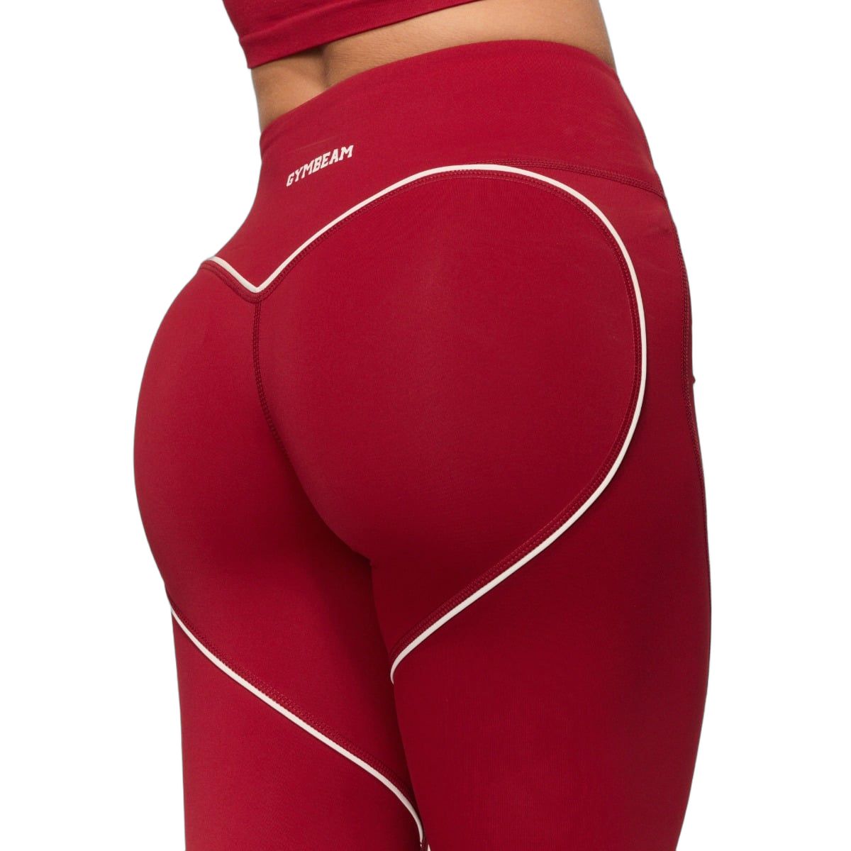 GymBeam Leggings Damen Varsity mit hohem Bund und ohne Taschen in Rot