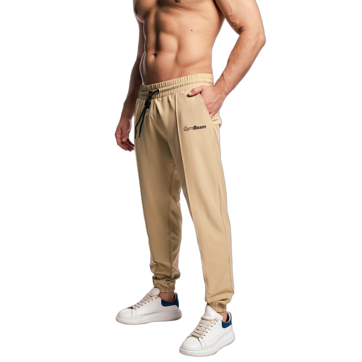 GymBeam Hose Herren regular Jogger mit Kordelzug Beige ARC