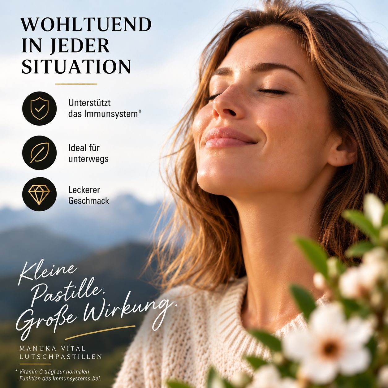 Manuka Vital Manuka Lutschpastillen MGO 550+ mit Eukalyptus-Menthol & Vitamin C