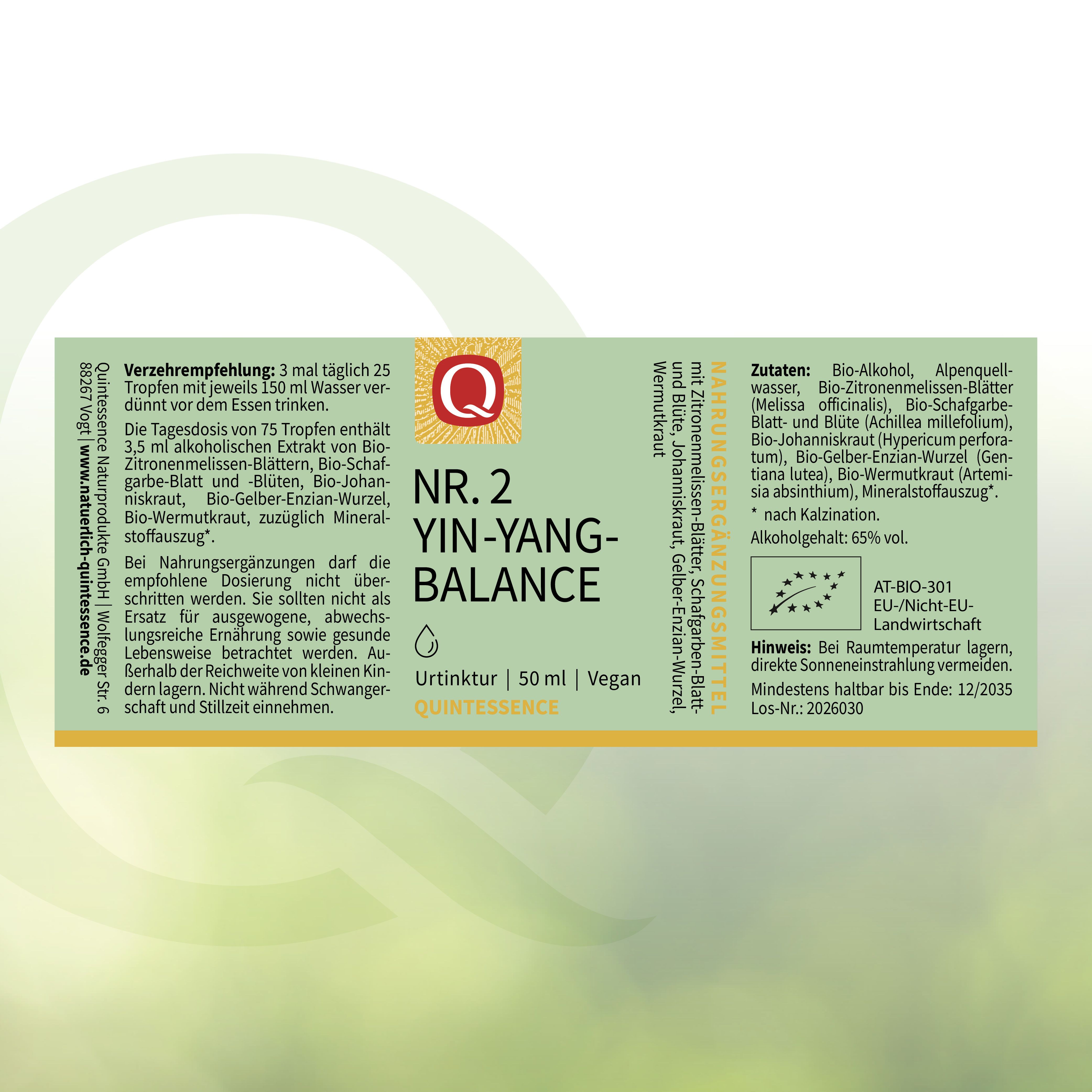 Quintessence Yin-Yang-Balance Tropfen