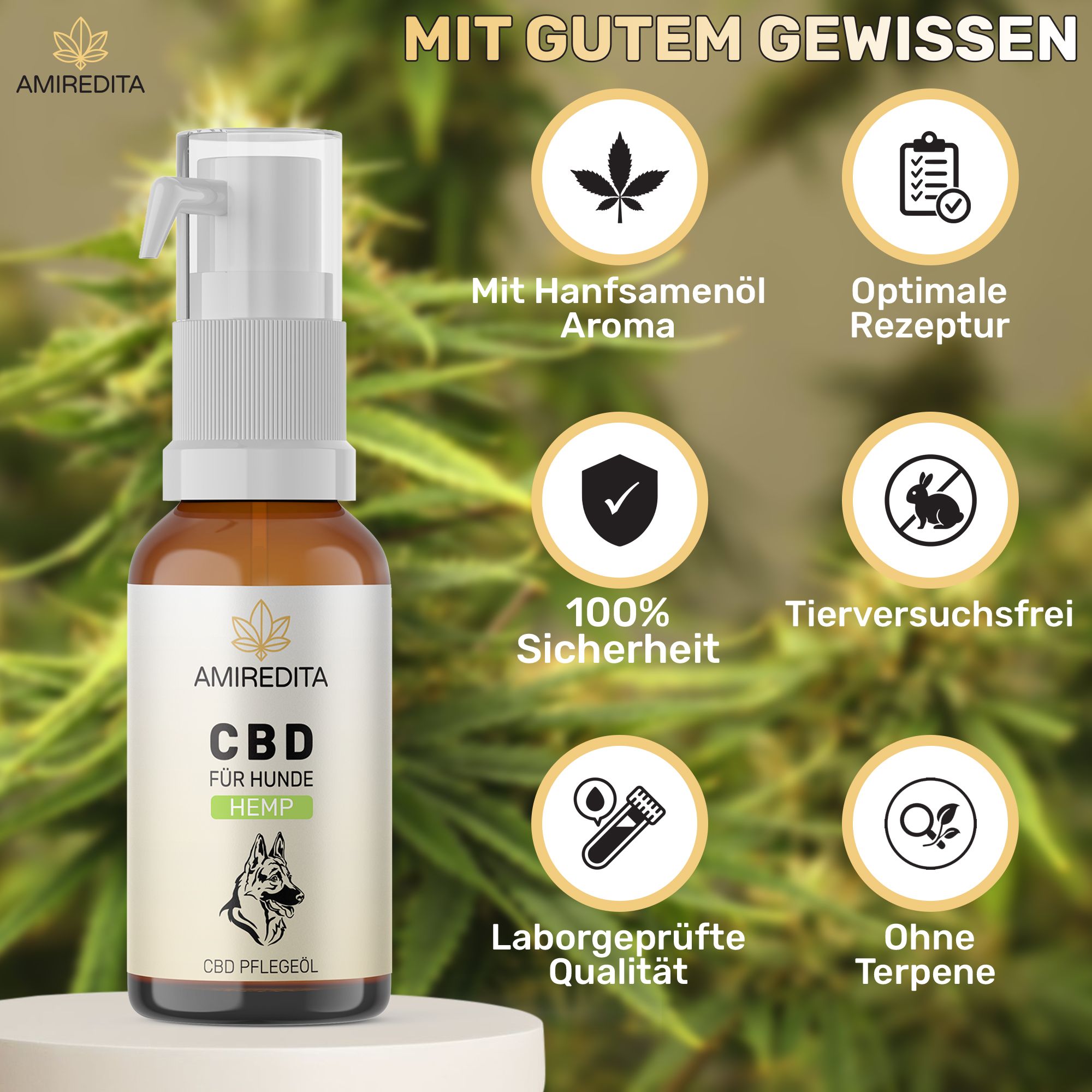 Amiredita CBD Öl Hunde 1500mg - Hanfaroma