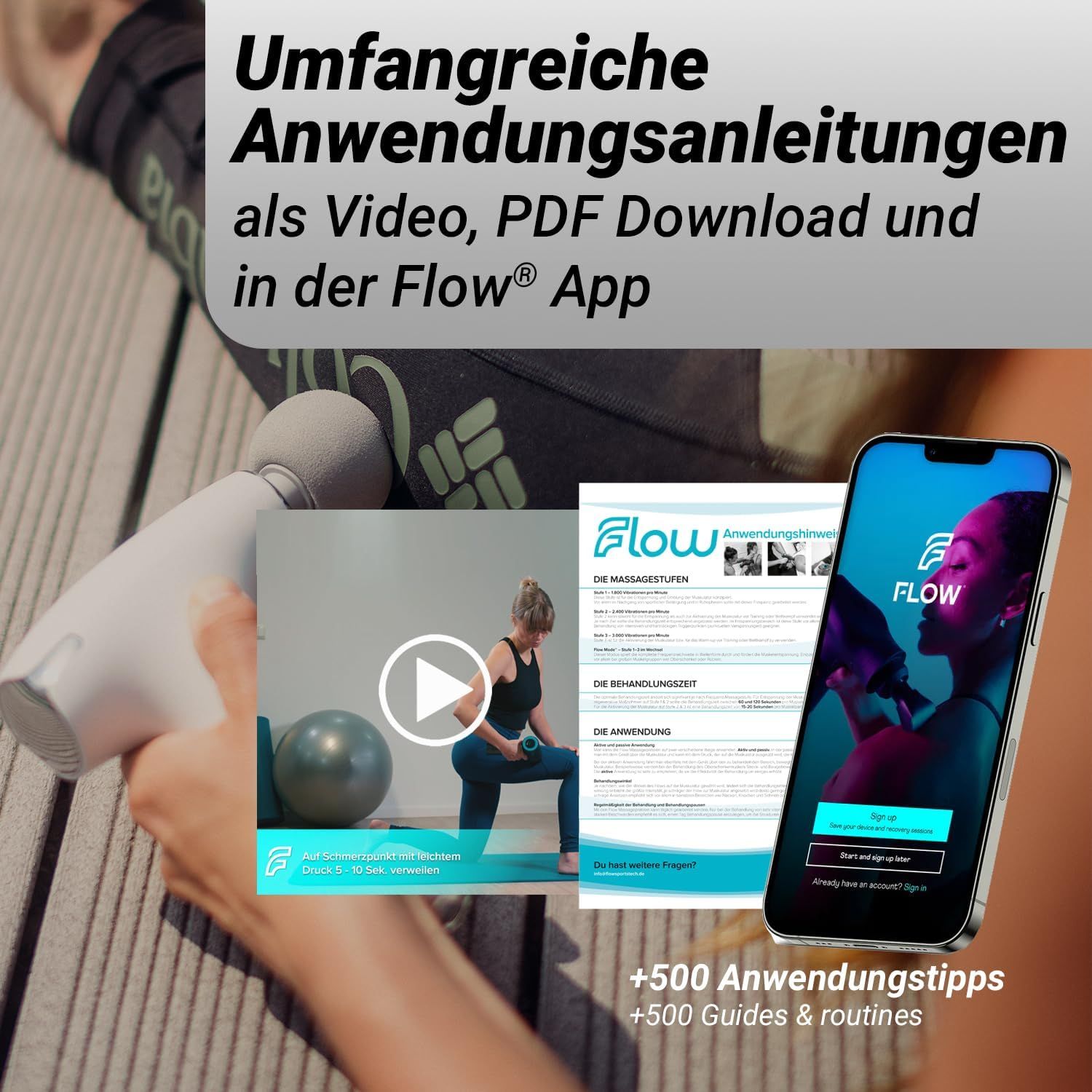 Flow® NANO Mini Massagepistole - Kleines Muskel Massagegerät mit Massage & Wärme. Weiß