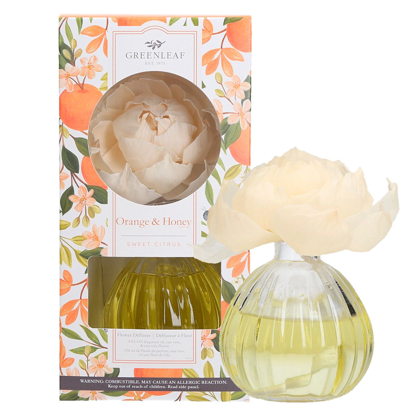 Greenleaf Flower Diffuser Orange & Honey mit Blume als Duftträger