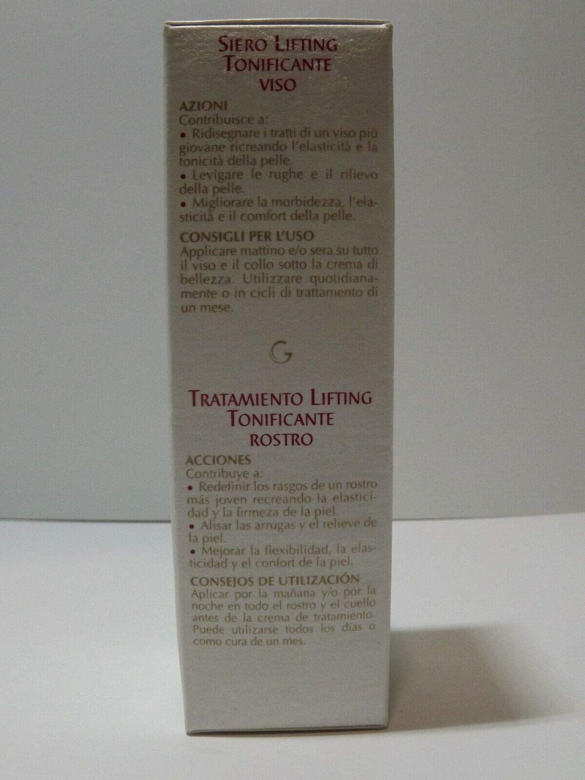 Guinot Liftosome Serum Verpackung: Seite mit italienischen und spanischen Produktinformationen.