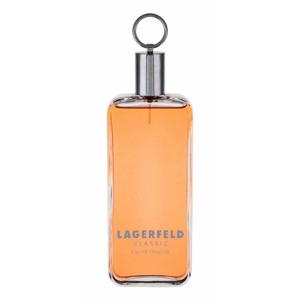 Lagerfeld Classic Eau de Toilette Spray, rechteckige Glasflasche mit silbernem Ringverschluss.
