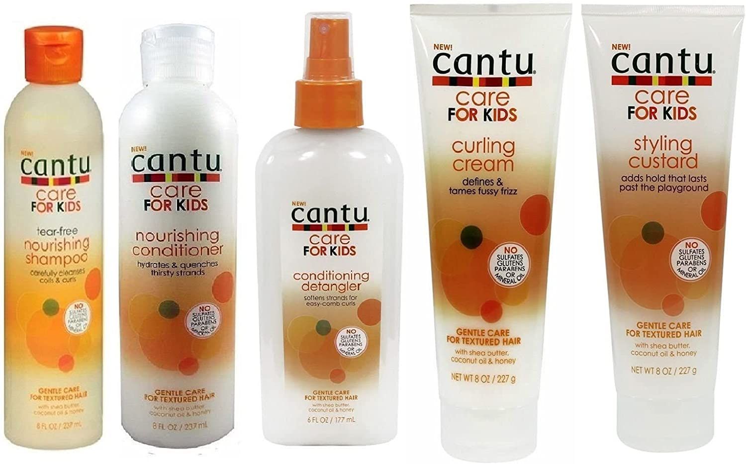 Cantu Pflege für Kinder Sanfte Pflege Shampoo, Spülung, Entwirrer, Locken- und Stylingcreme
