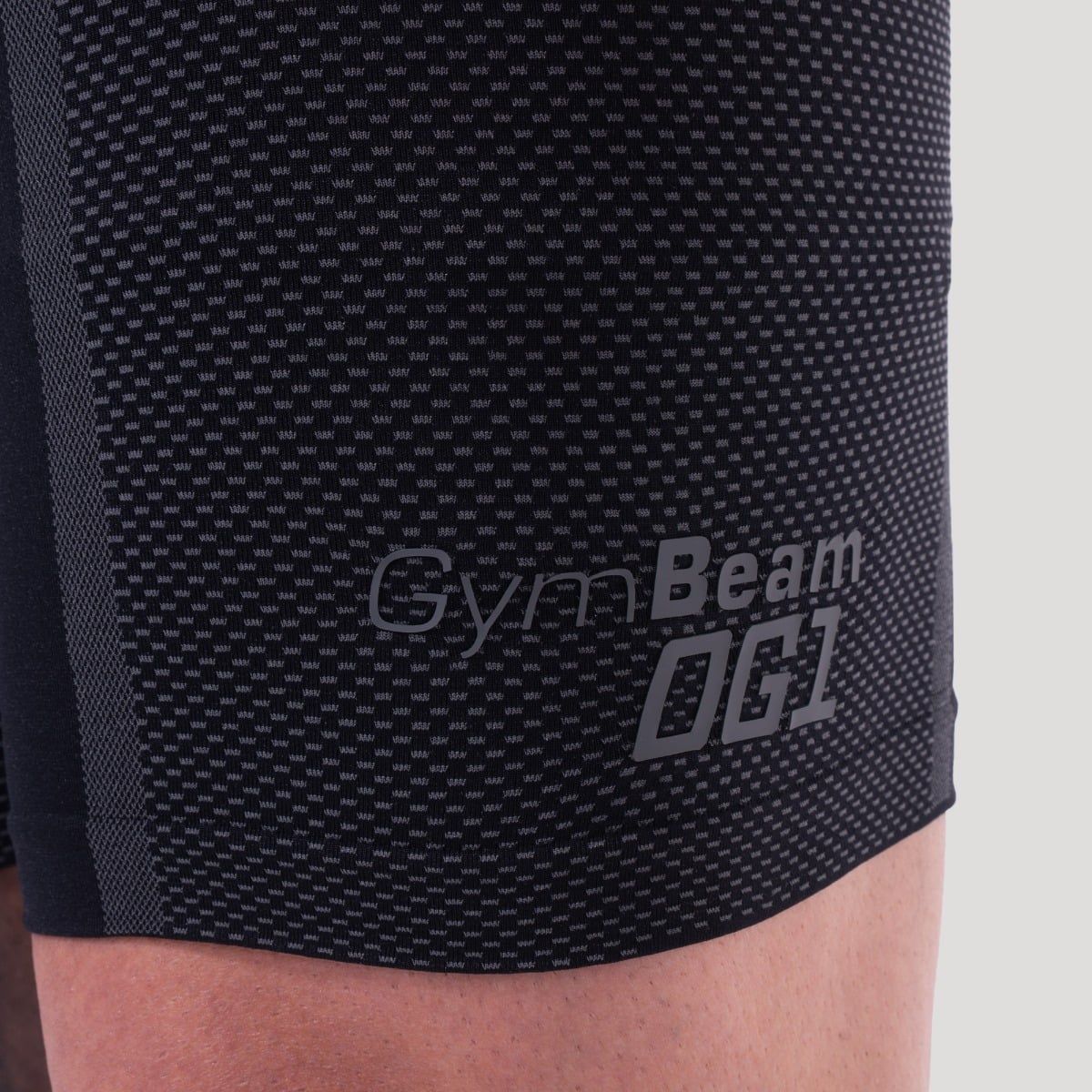 GymBeam Shorts Herren nahtlos Slim mit Kordelzug und Gummizug OG1 Schwarz/Grau