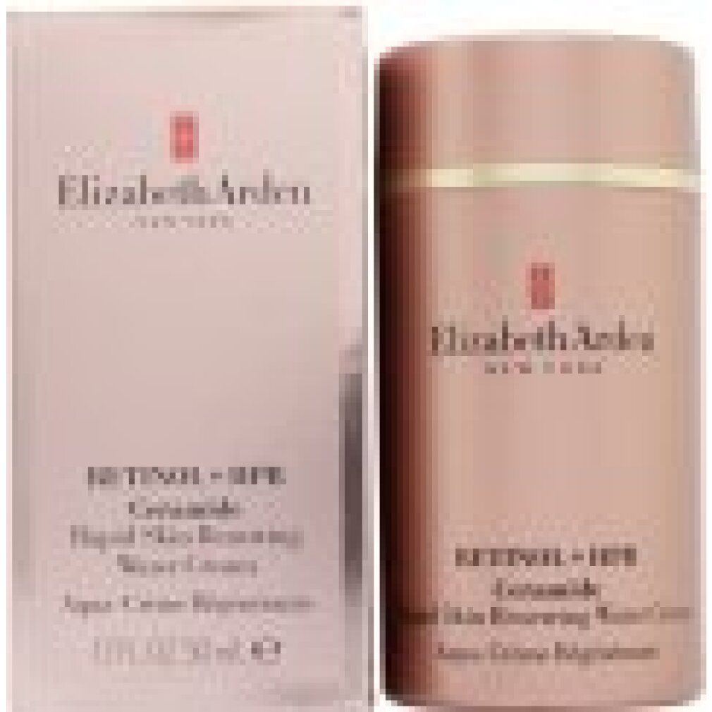 Rosa Creme-Tube und Schachtel. Elizabeth Arden, Retinol + HPR Ceramide, Aqua-Crème Régénérante. 1.7 FL.OZ. 50 ml.