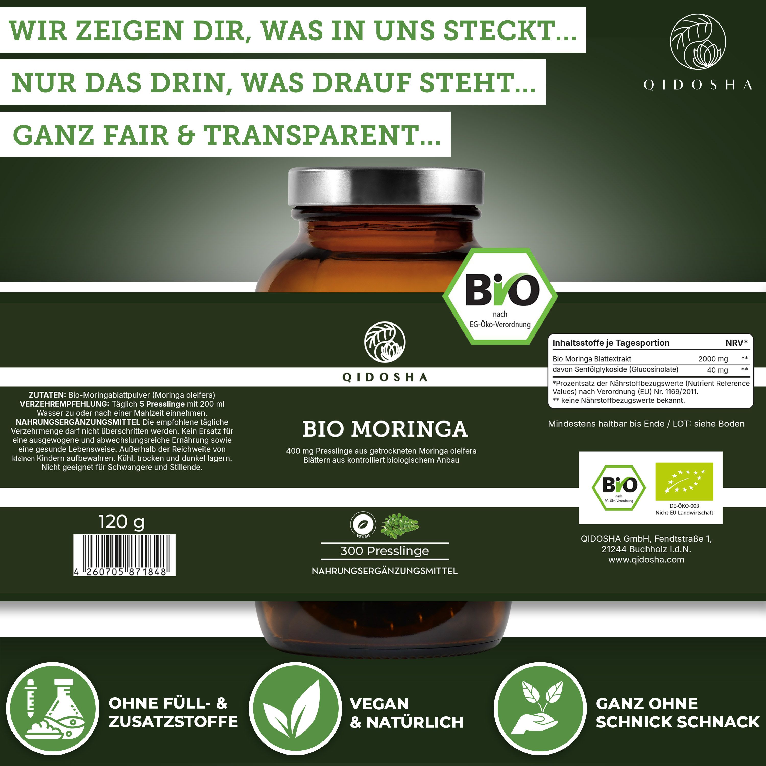 QIDOSHA Bio Moringa Presslinge