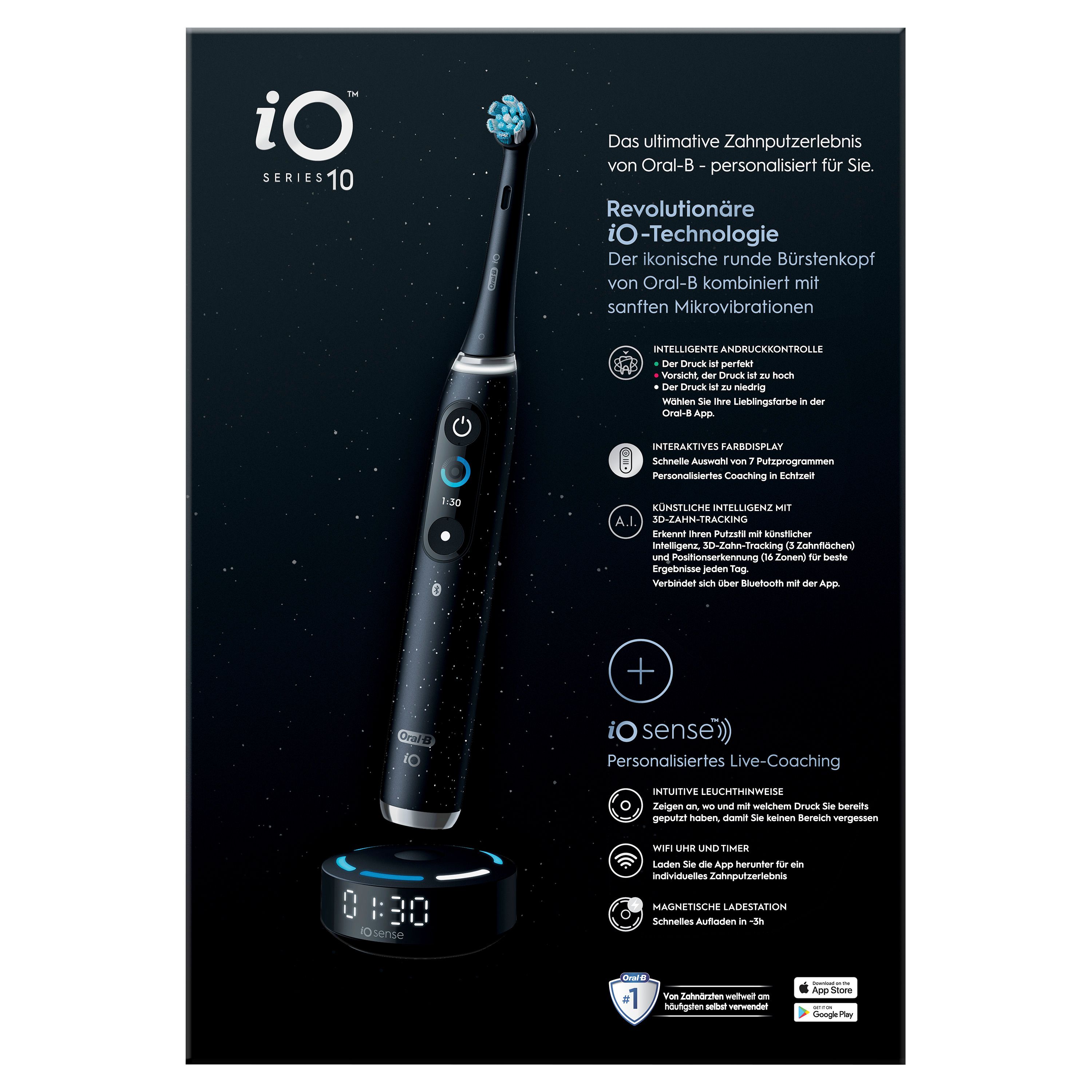 Oral-B - Elektrische Zahnbürste "iO Series 10 + Lade-Reiseetui" in Schwarz