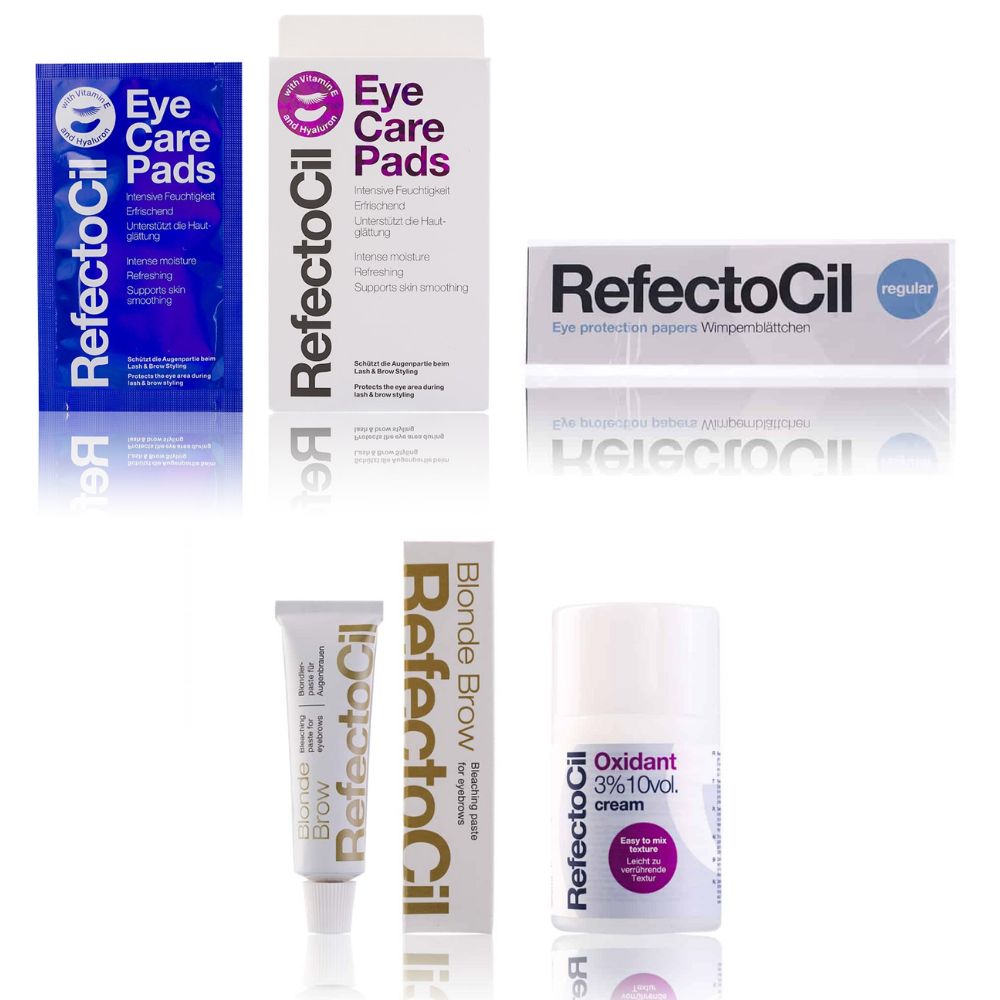 Refectocil Blondierpaste Blonde Brow & Oxidant Creme 3% Wimpernblättchen Eye Care Pads Set 15 ml