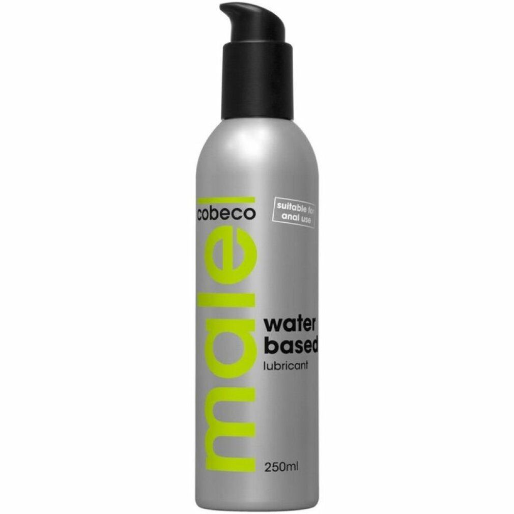 Silberne Flasche mit Pumpe, Cobeco Male Gleitmittel auf Wasserbasis, 250ml.