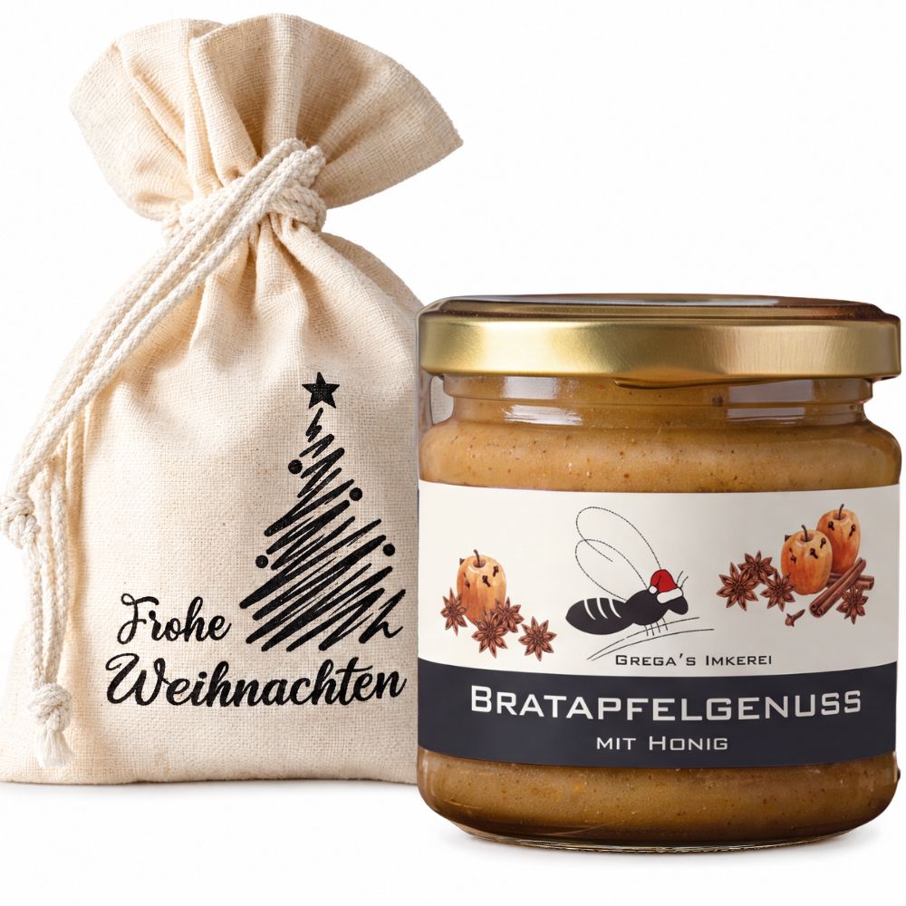 Honig im Geschenk-Säckchen Frohe Weihnachten mit Bratapfelgenuss 250 g