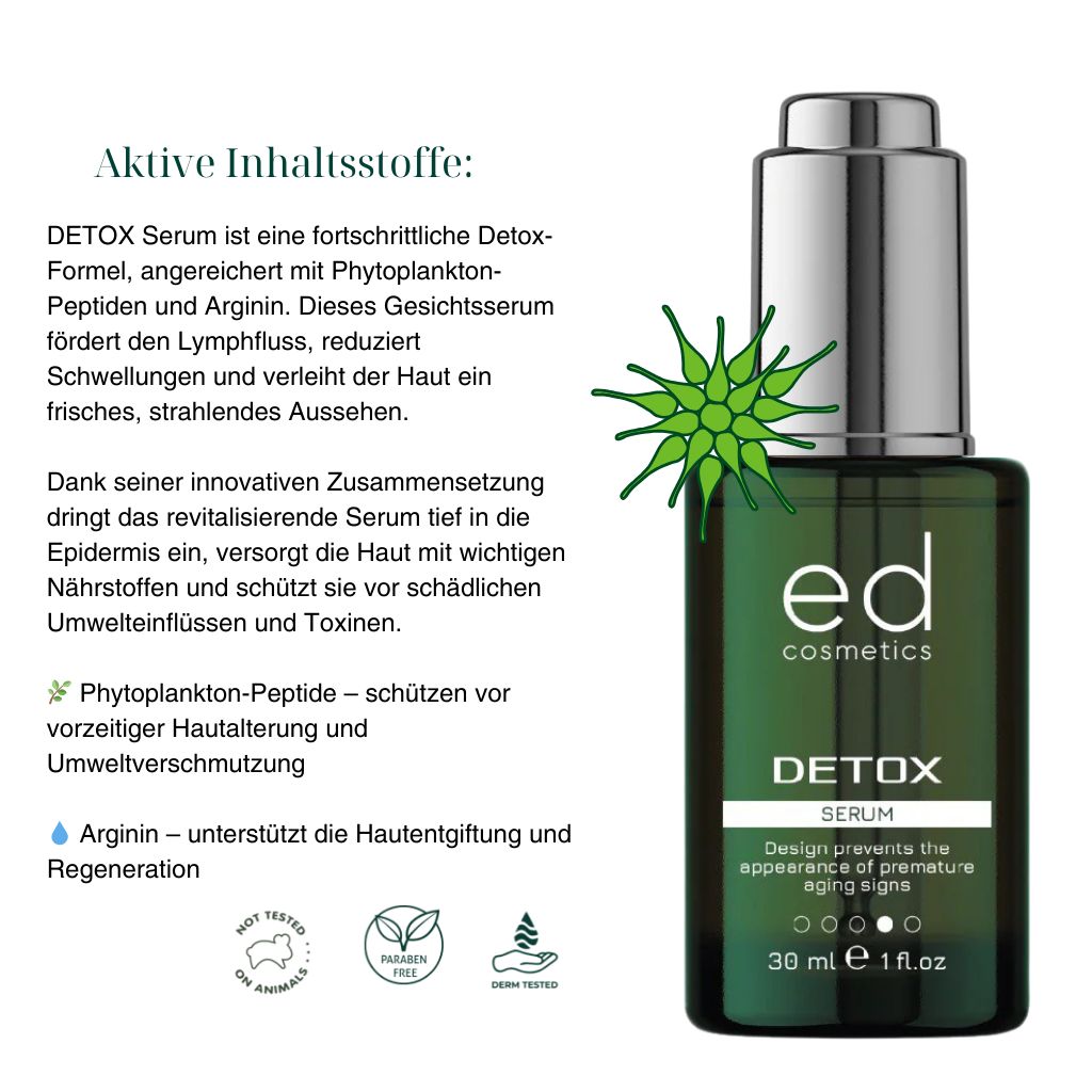 ED COSMETICS Detox Serum – Entgiftung, Schutz, Regeneration & ANTI-AGING für strahlende Haut