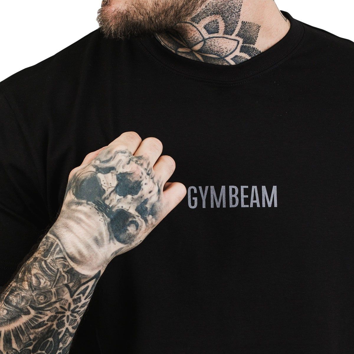 GymBeam T-Shirt Herren regular Kurzarm aus Baumwolle Schwarz FIT