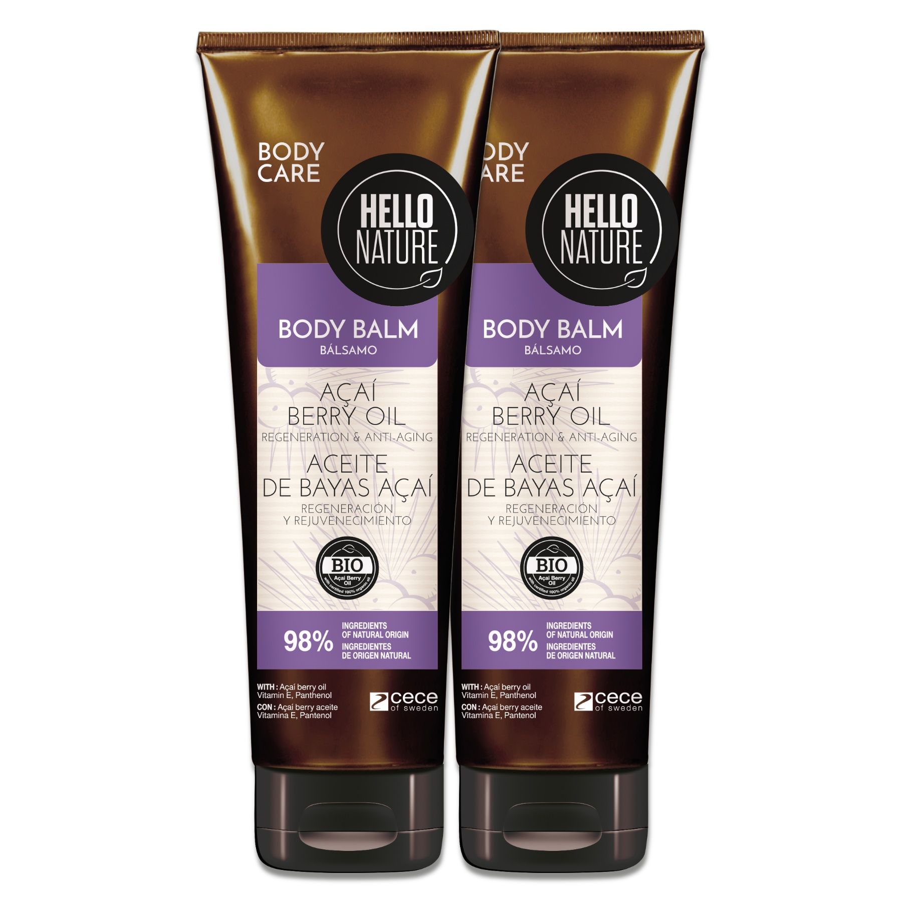 Hello Nature Bodylotion mit Acai-Beerenöl für Körperpflege 2x250 ml