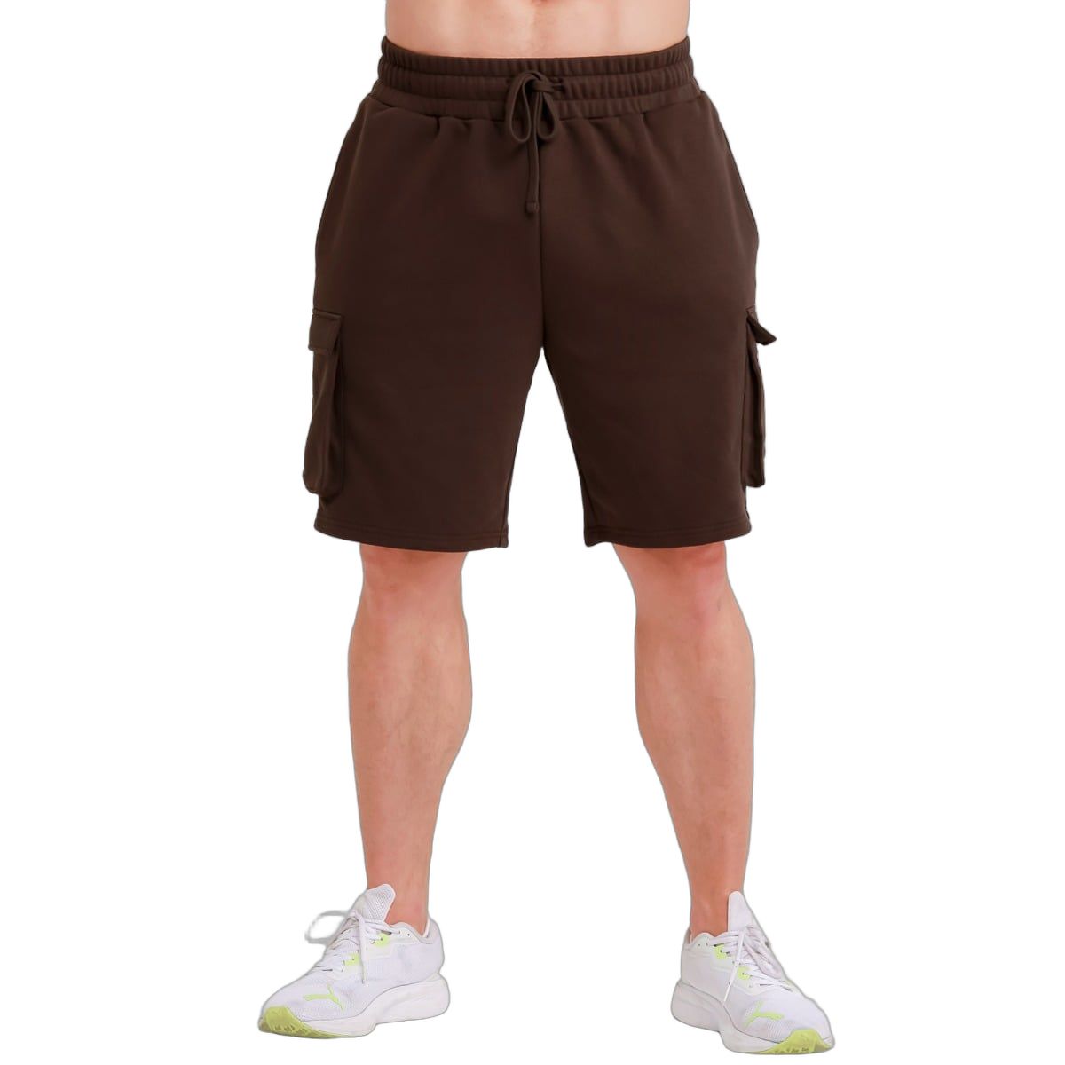 GymBeam Shorts Herren Regular Fit im Cargo-Stil mit Kordelzug, Modell Utility Braun