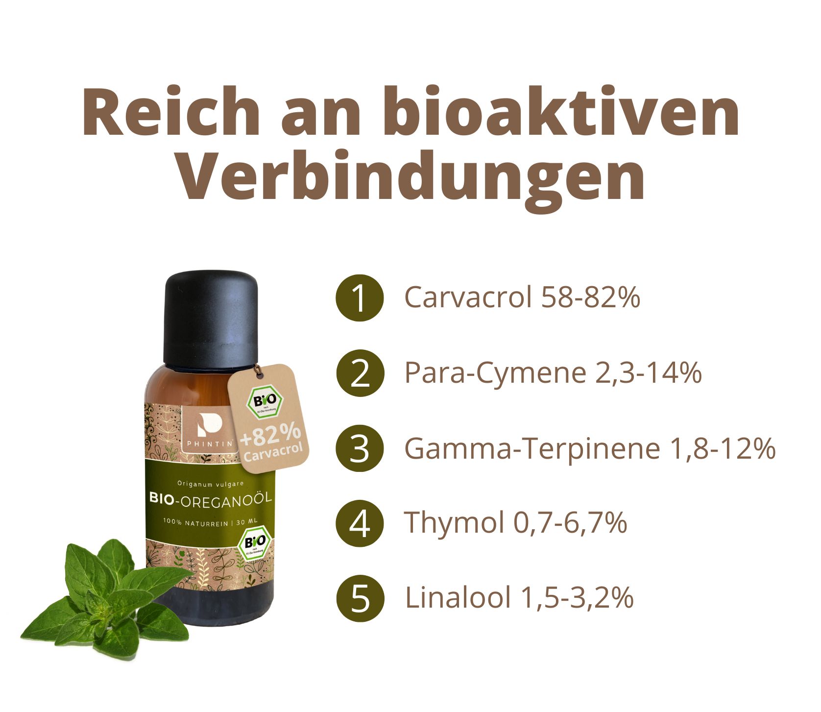 PHINTIN Bio Oreganoöl – 100 % naturrein, ätherisches Öl (Lebensmittelqualität)