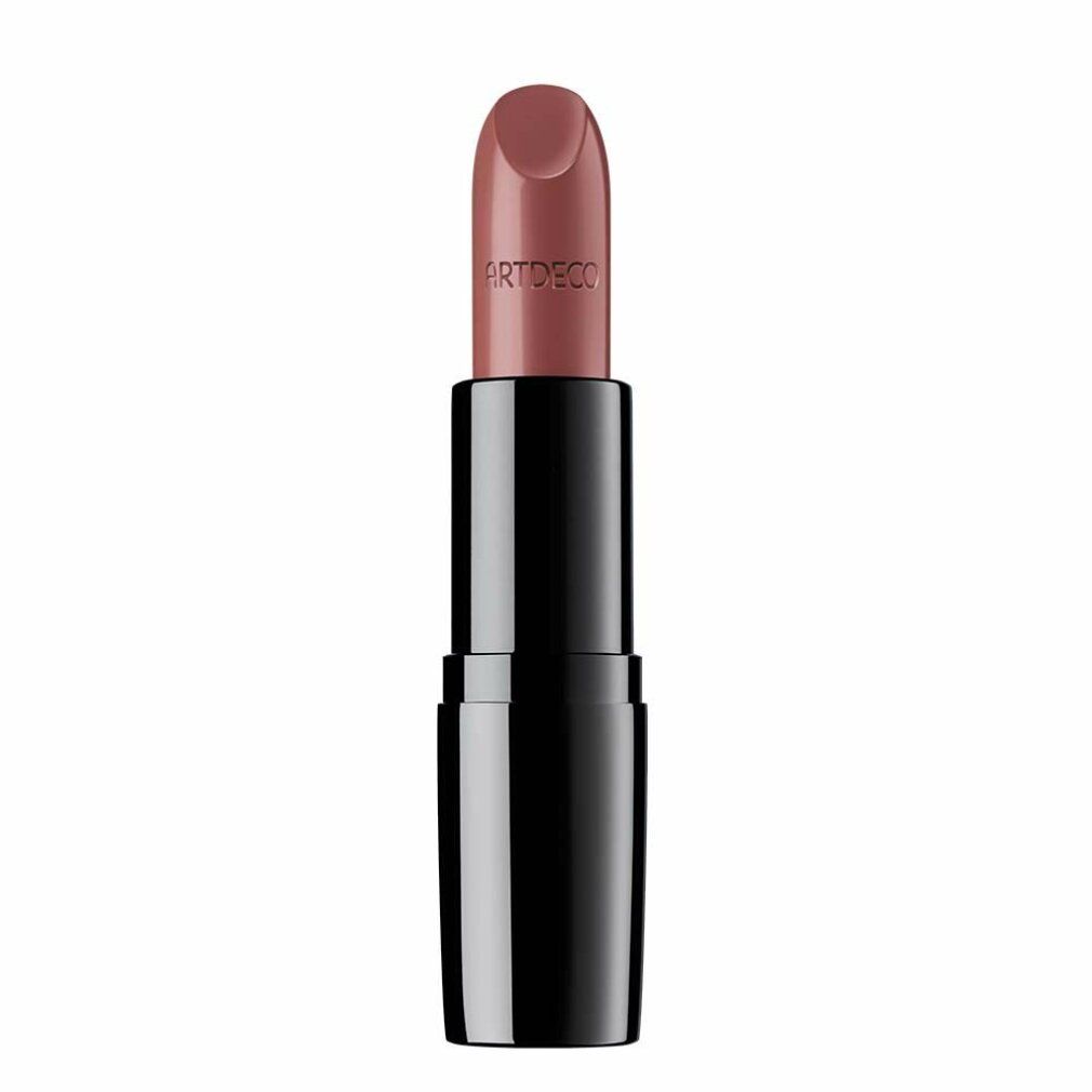 Lippenstift mit schwarzer Hülse. Der Lippenstift ist teilweise herausgedreht. Auf dem Lippenstift steht "ARTDECO".