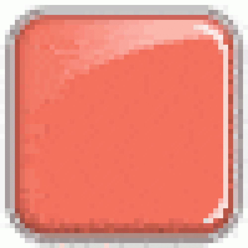 Quadratischer, rosafarbener Kosmetik-Blush. Mit abgerundeten Ecken und silbernem Rand.