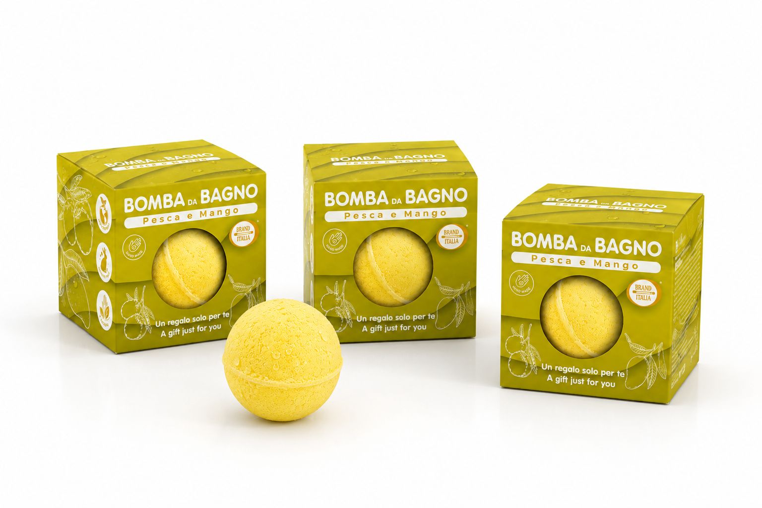 BRAND ITALIA - 3 Bombe da Bagno PESCA E MANGO