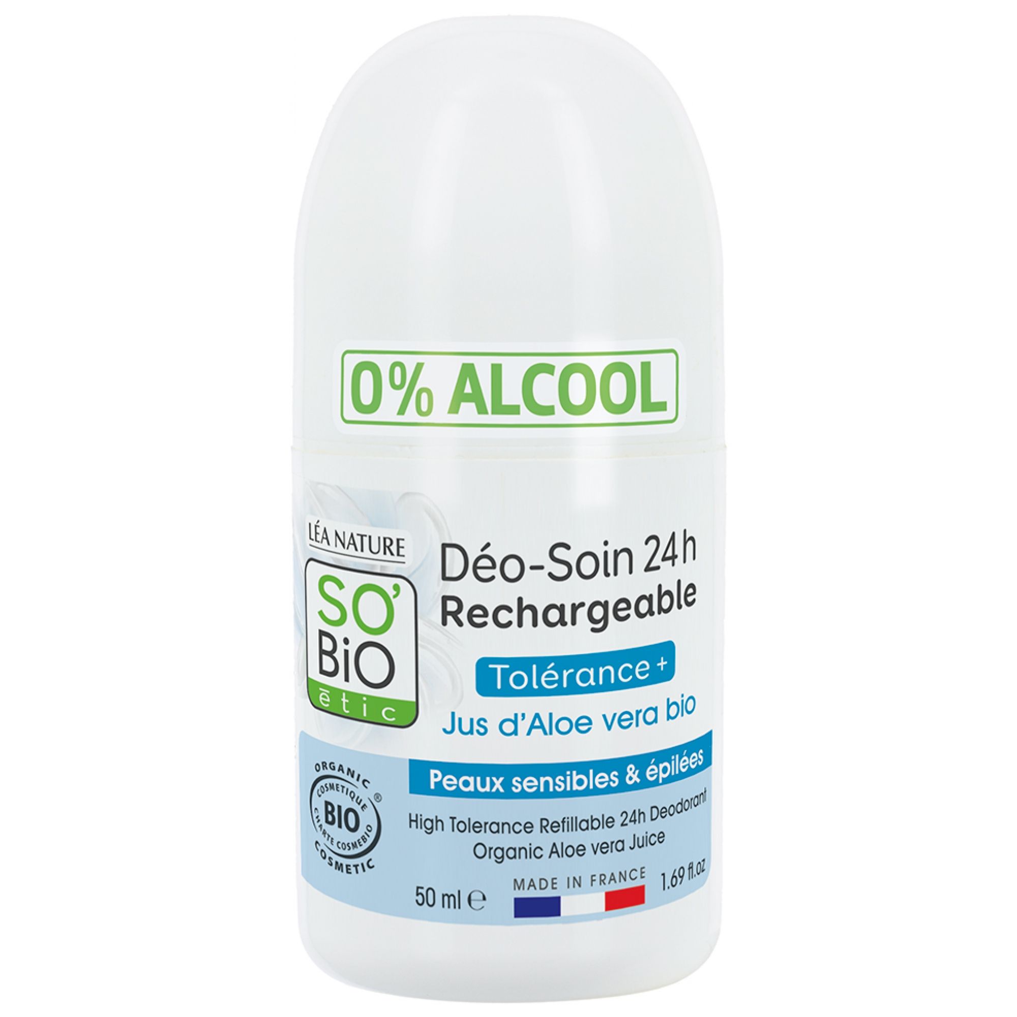 Léa Nature SO BIO étic Deo-Pflege 24H Nachfüllung Bio Aloe Vera Roll-On 9,5x4,5x4,5 cm