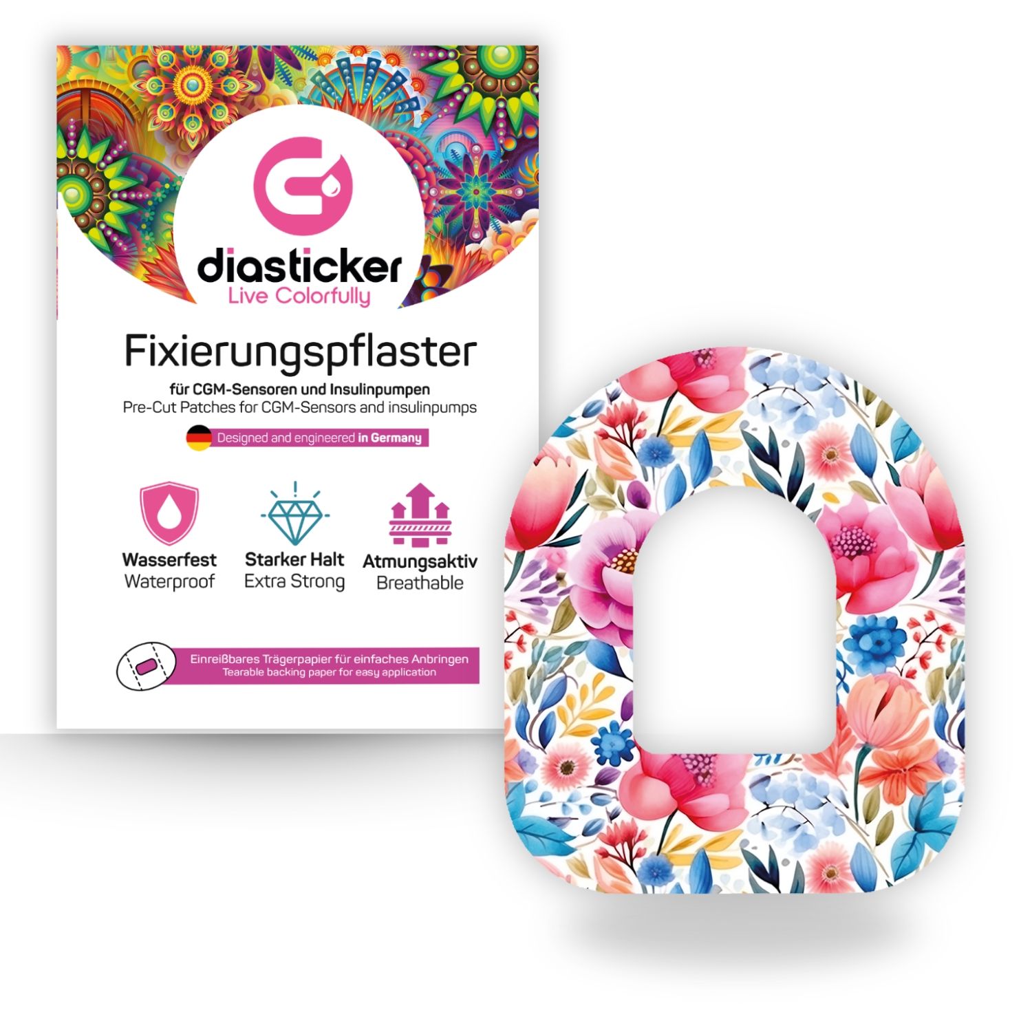 Diasticker® Omnipod Fixiertapes 'Spring Flowers' 5 St