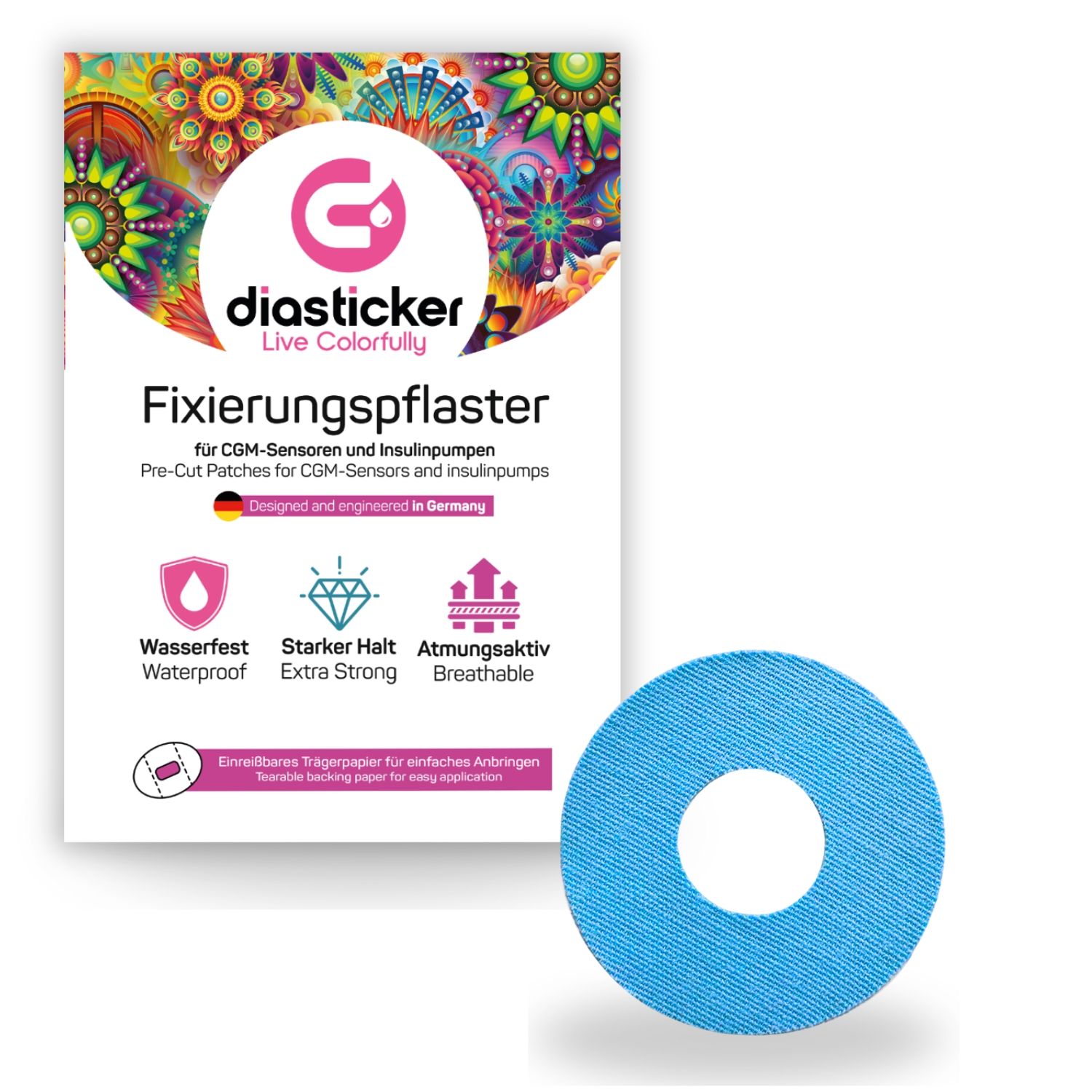 Diasticker® Katheterpflaster S (Innen-Ø 2,2 cm) 'Hellblau' 10 St