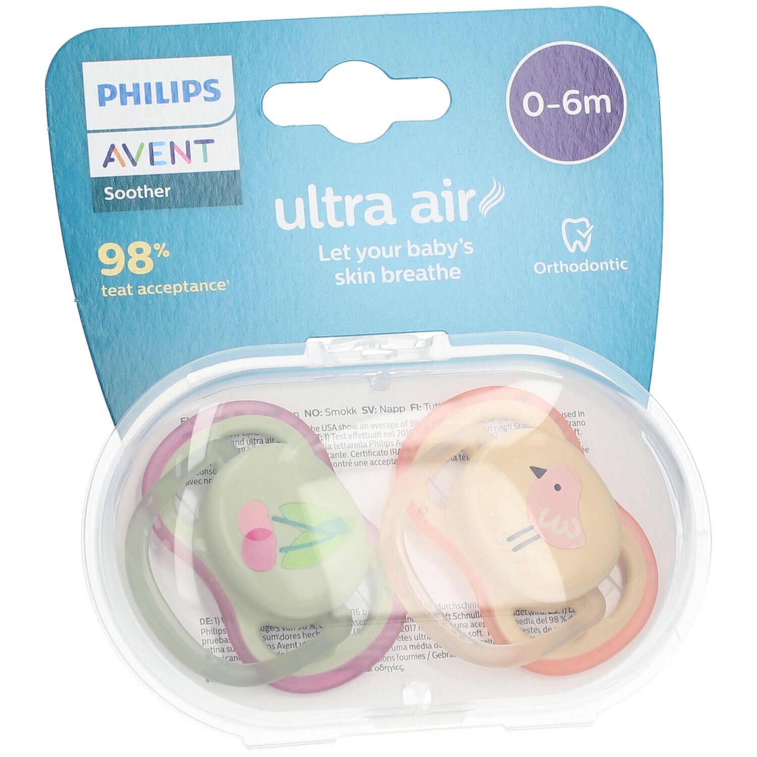 PHILIPS Avent Ultra Air Schnuller 0-6 Monate, Vogel/ Kirsche