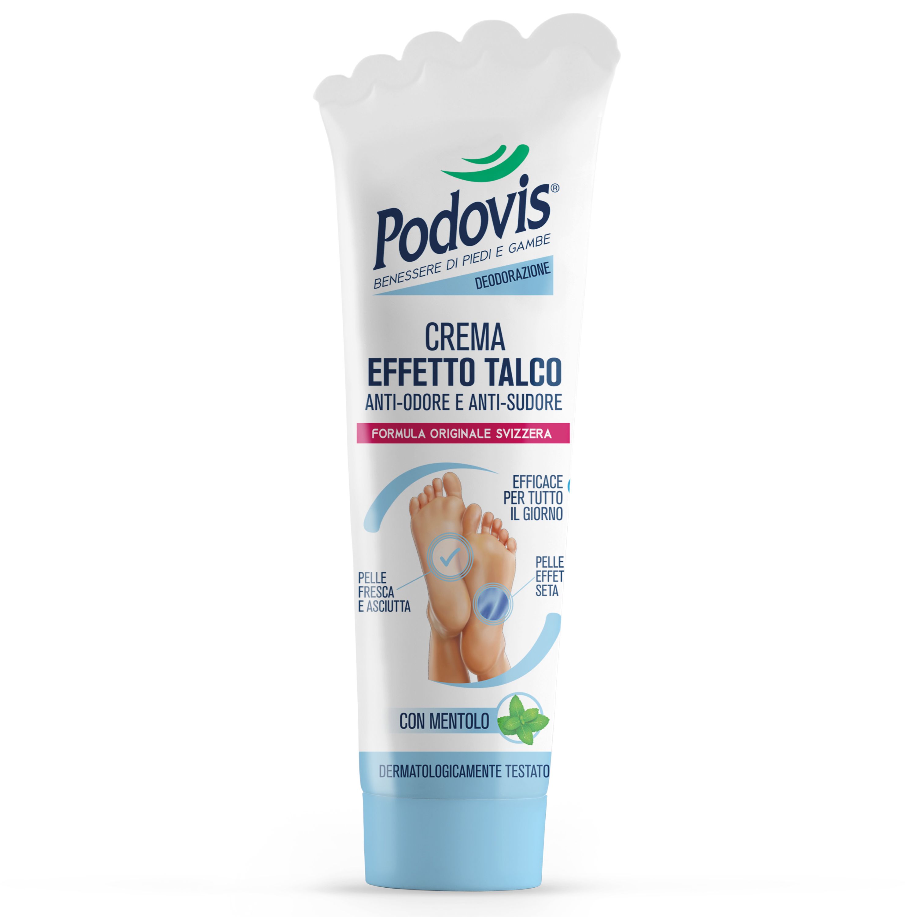Podovis Crema Effetto Talco – Deodorante Piedi, Assorbe Sudore, 100 ml