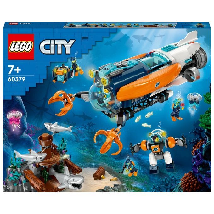 LEGO City 60379 Sottomarino per Esplorazioni Abissali Giocattolo con Drone e Relitto di Barca, Rega