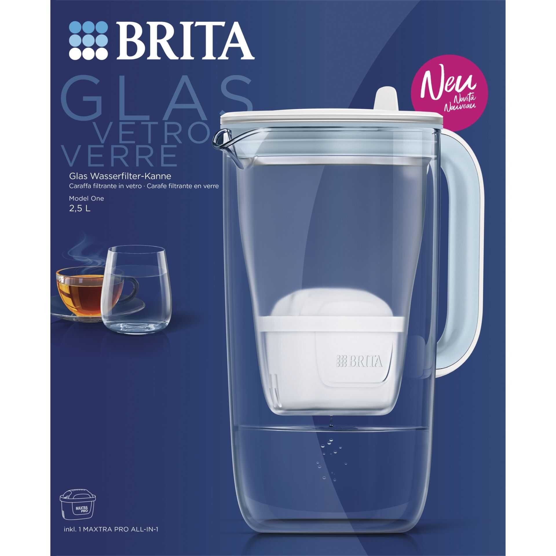 Brita Glas Kanne Model One Wasserfilter Kanne
