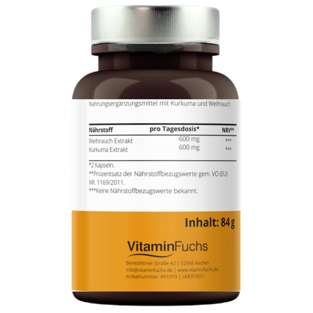 Kurkumaextrakt und Weihrauchpulver Kapseln VitaminFuchs