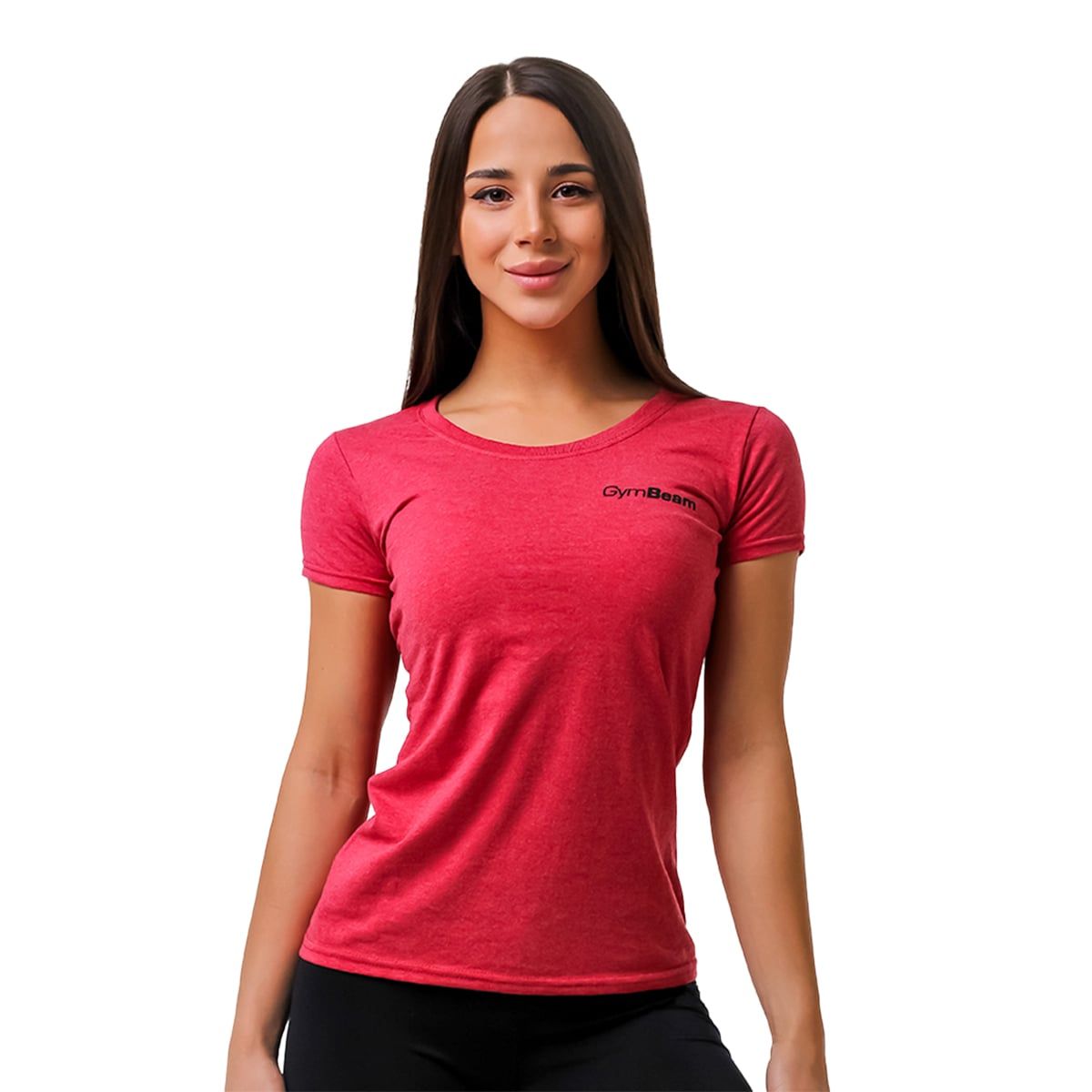 GymBeam T-Shirt Damen Slim Kurzarm mit rundem Ausschnitt Vintage Red 1 St