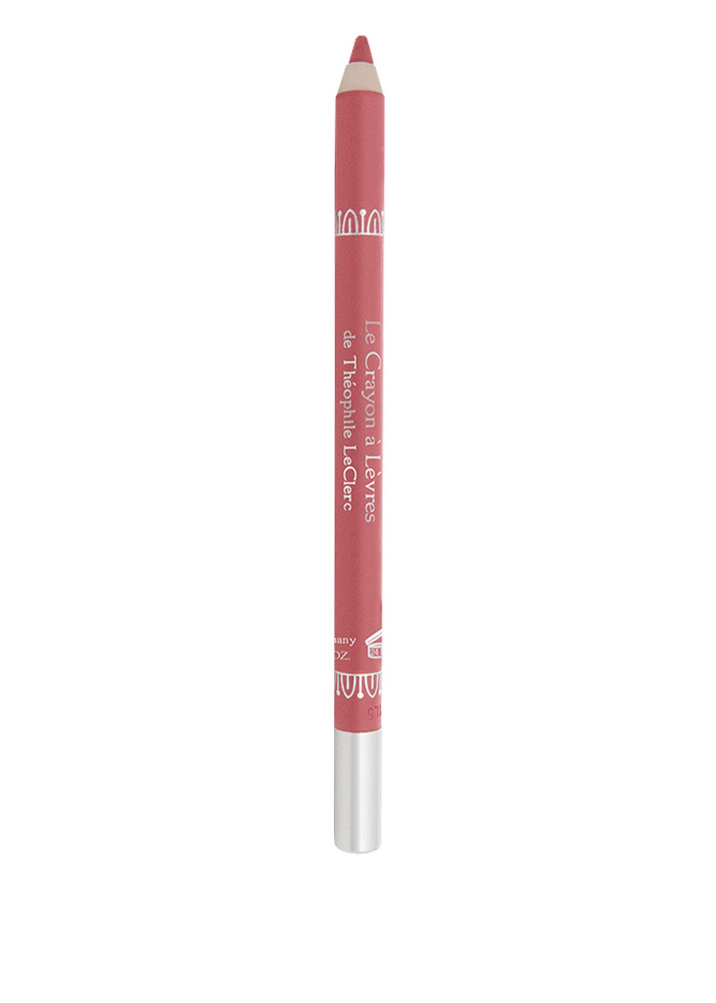 Lippenstiftstift, rosa, mit silberner Kappe. Text: Le Crayon à Lèvres de Théophile LeClerc.