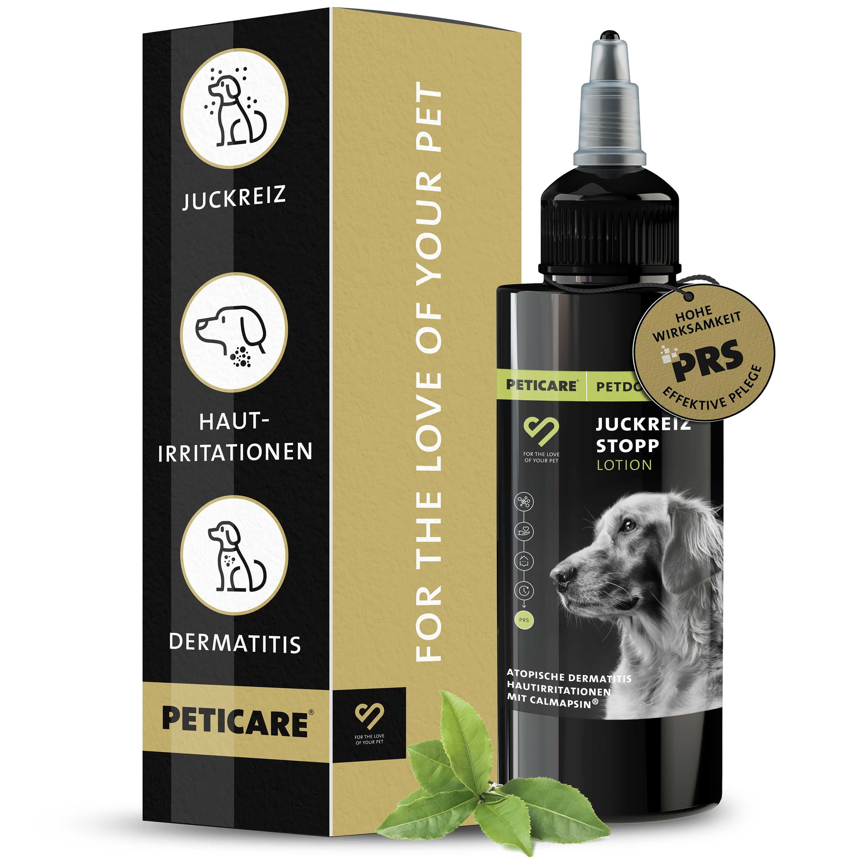 Peticare Anti-Parasiten Mittel für Hunde gegen Milben Flöhe Pilze 100 ml Lotion