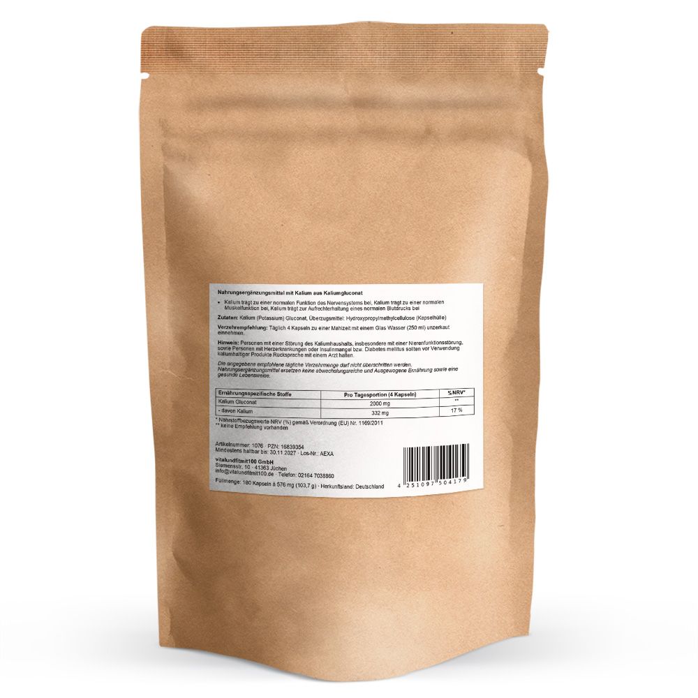 vitalundfitmit100® Kalium Gluconat Kapseln