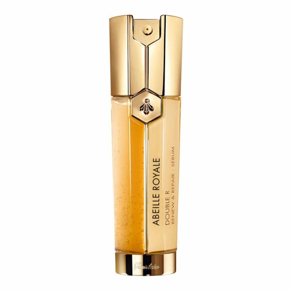 Goldfarbenes Serum mit goldenem Deckel. Aufschrift: ABEILLE ROYALE, DOUBLE R, RENEW & REPAIR - SERUM.