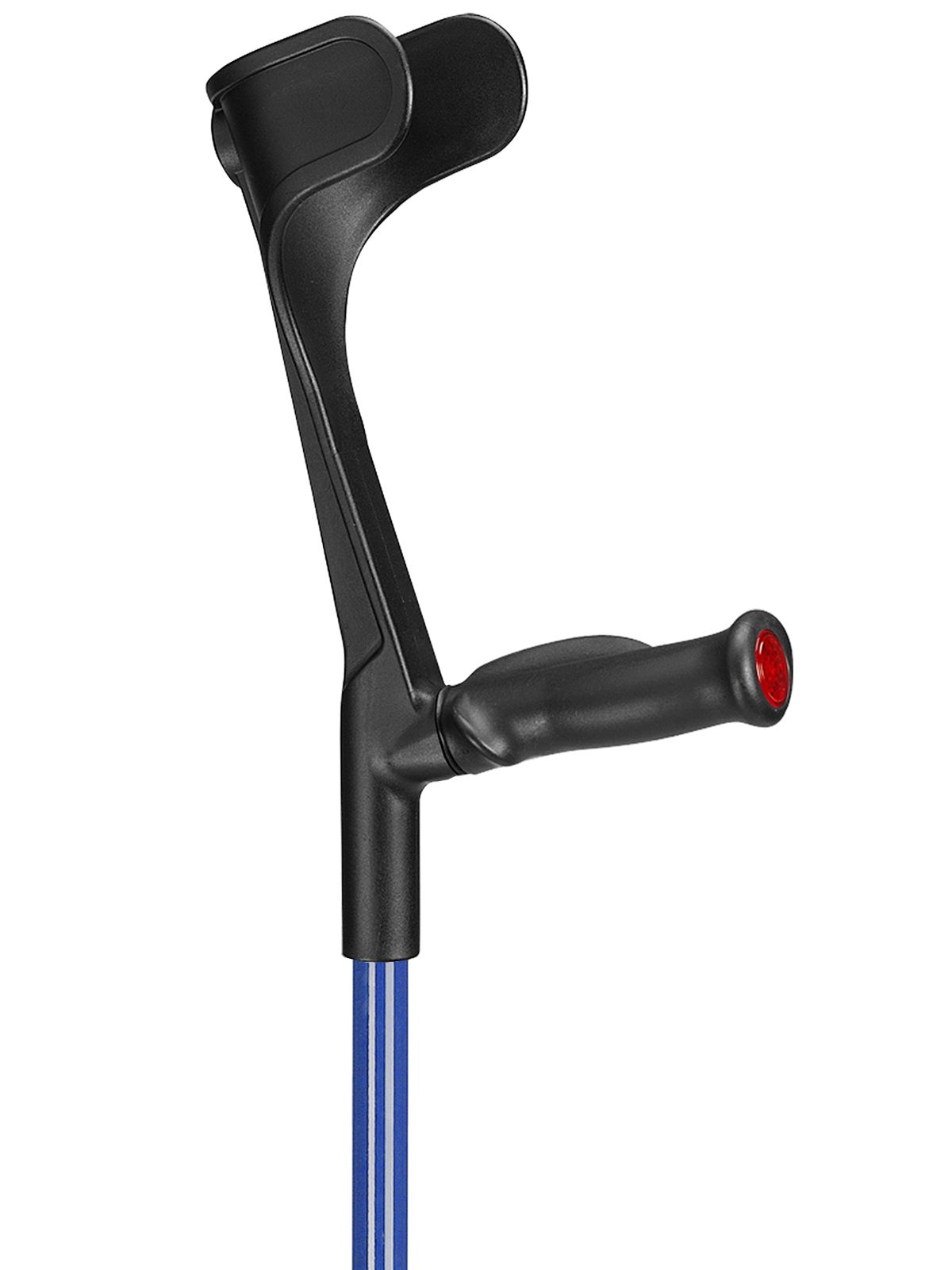 Unterarmgehhilfe Klassiker, schwarz-blau. Ergonomischer Griff und Manschette.