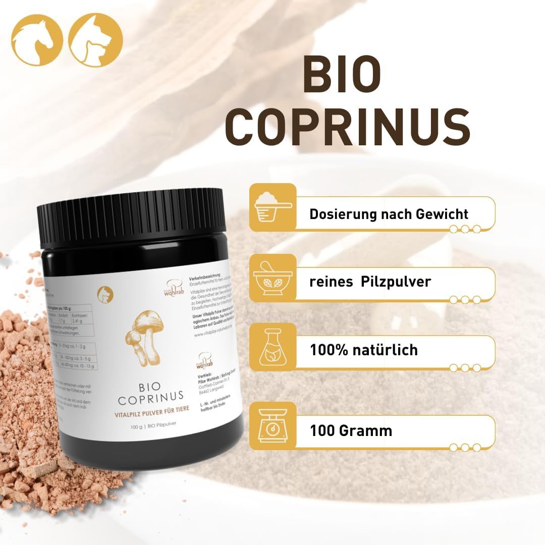 Pilze Wohlrab - BIO Coprinus Pulver für Tiere