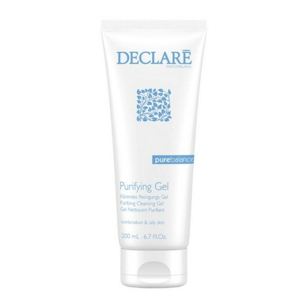 Weißes Tuben-Produkt mit blauem Logo und Schriftzug. Beschriftung: Purifying Gel, Kombination & ölige Haut.