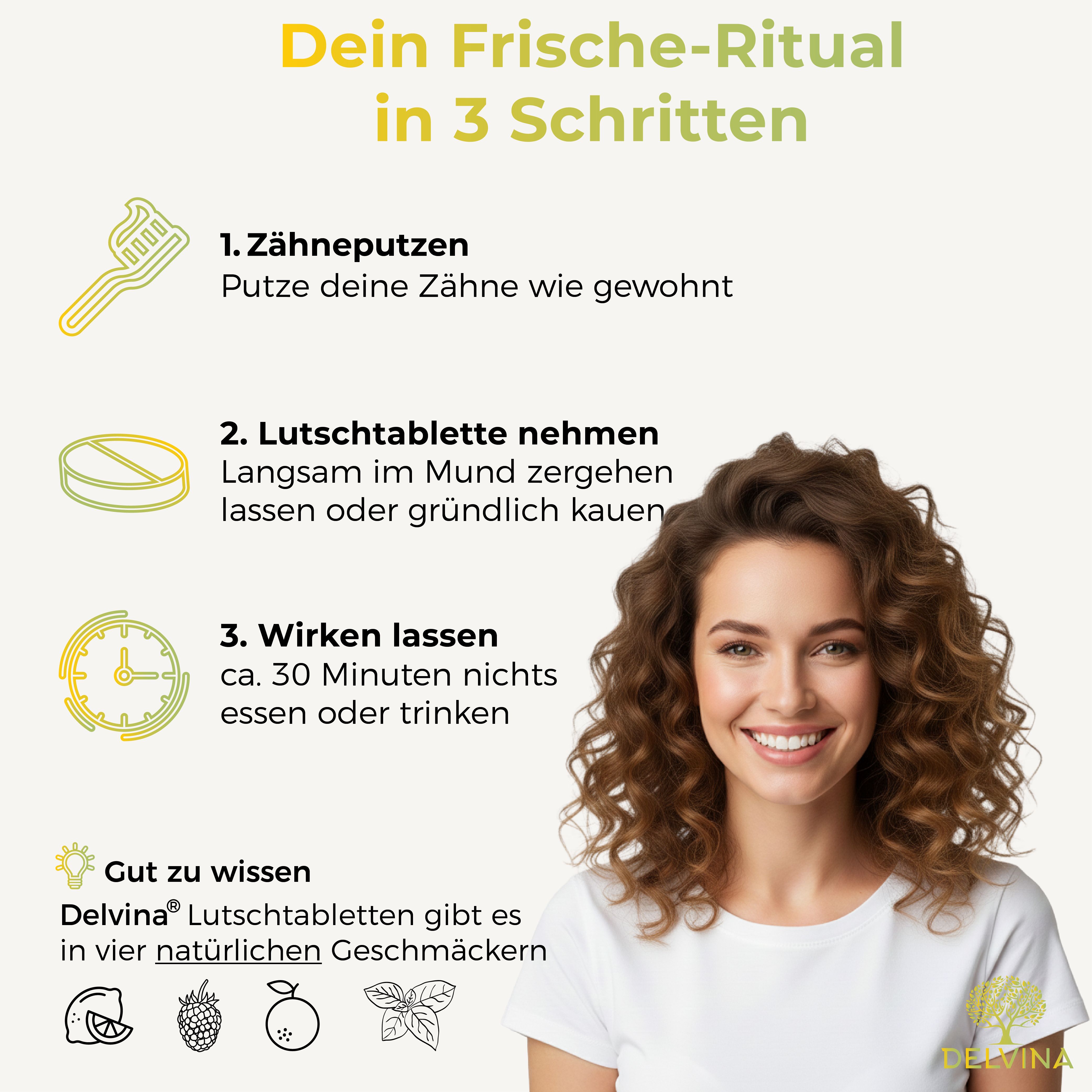 Delvina Mundflora - Lutschtabletten gegen Mundgeruch (Zitronengeschmack)