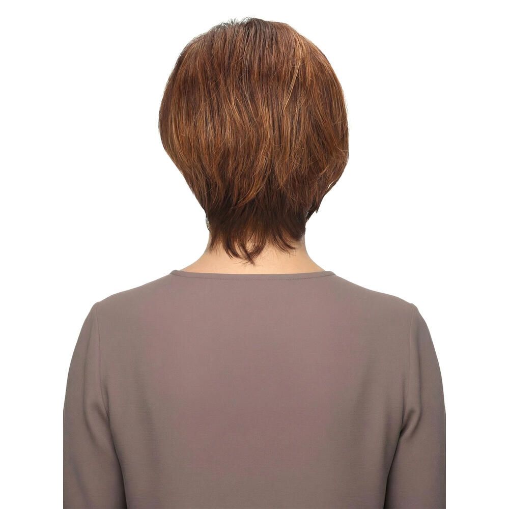 Perücke Sabine von Lofty. Kurze, rotbraune Kunsthaarperücke. Rückansicht.