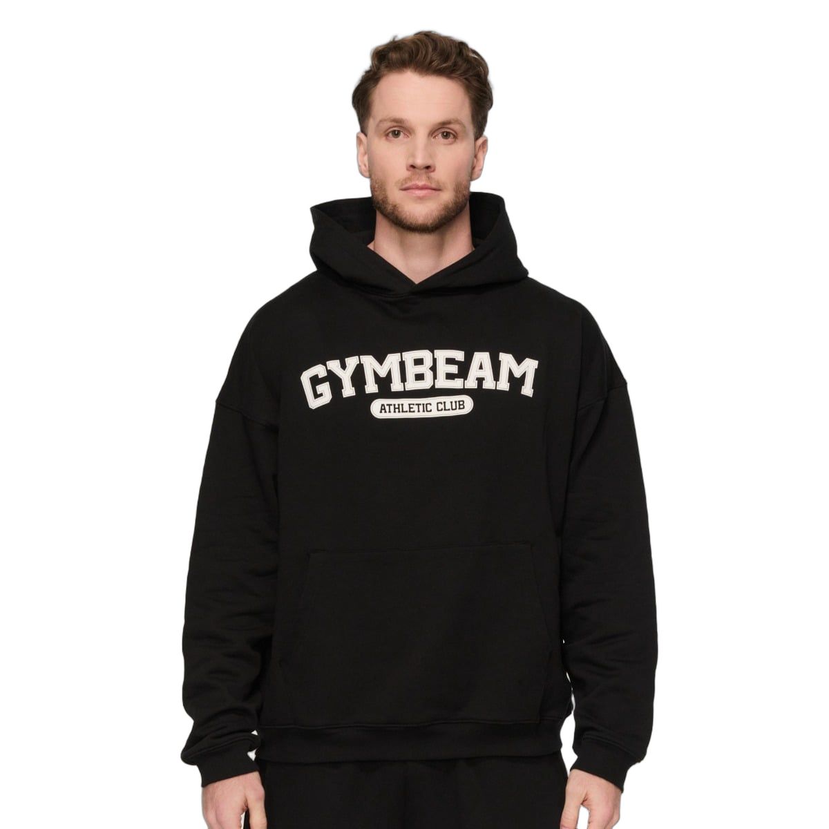 GymBeam Hoodie Herren Oversized mit Kängurutasche Varsity Schwarz 1 St