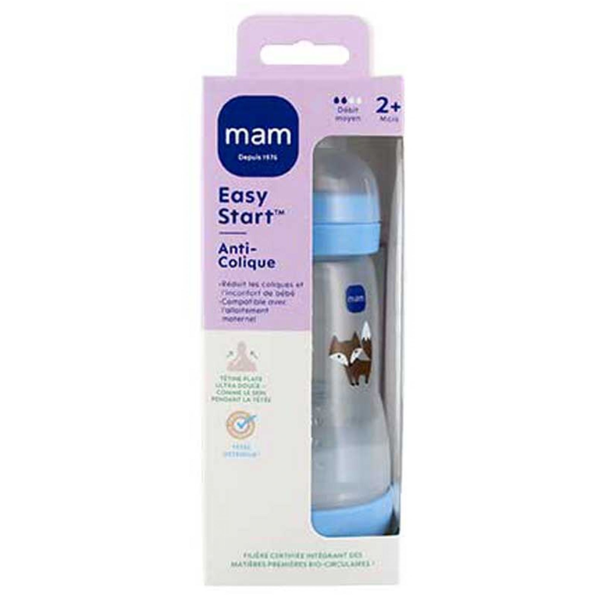 MAM Babyflasche Easy Start 2 Monate und älter Durchflussmenge (Farbe : Blau) 7,1x7,1x18,5 cm