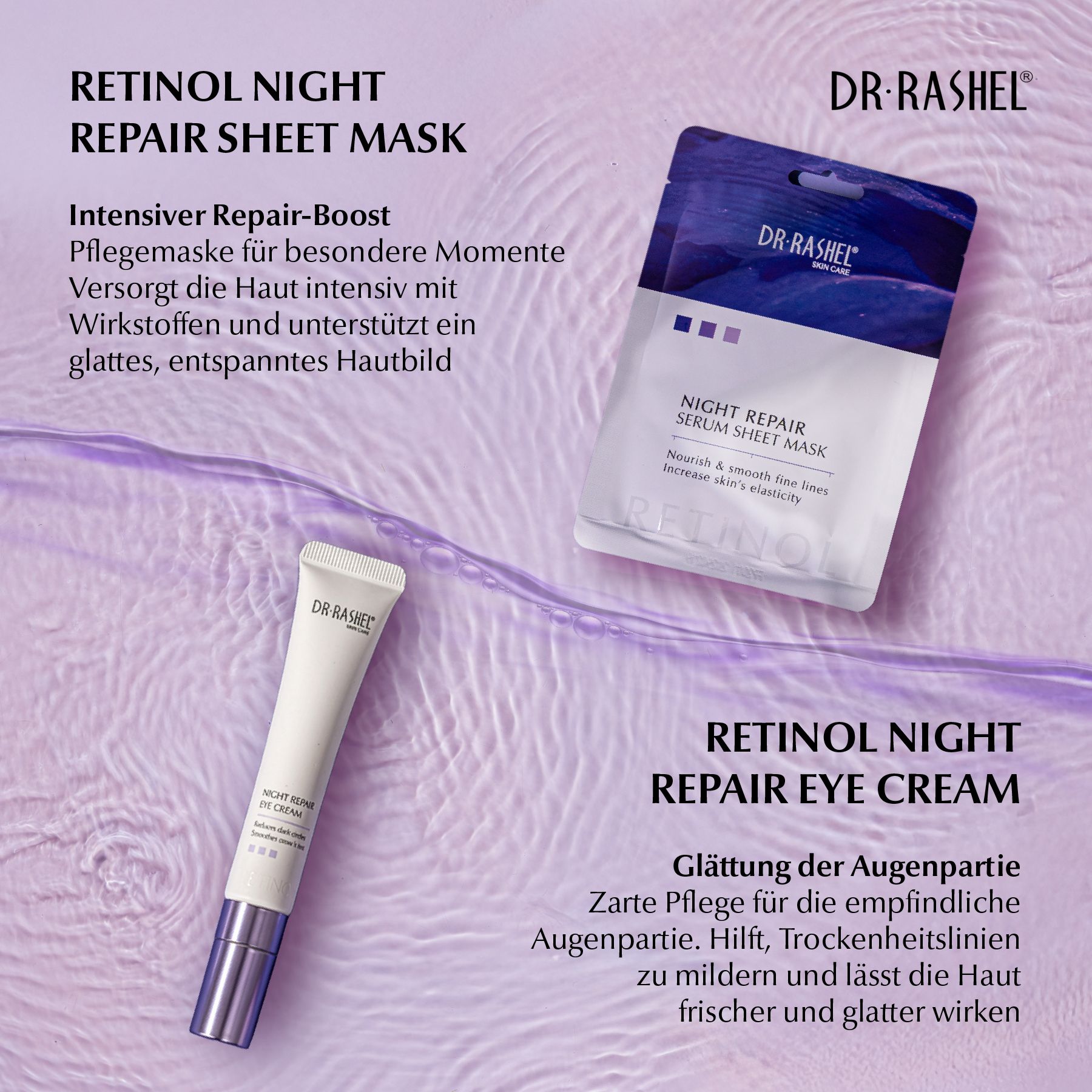 DR RASHEL Gesichtspflege-Set Retinol Anti-Falten Serum Cream Cleanser Toner
